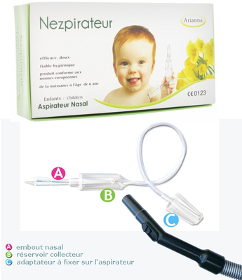 Image NEZPIRATEUR aspirateur nasal =mouche-bébé par aspiration EFFICACE et SANS DANGER conforme aux Normes Européennes (adaptable sur tous les modèles d'ASPIRATEUR)